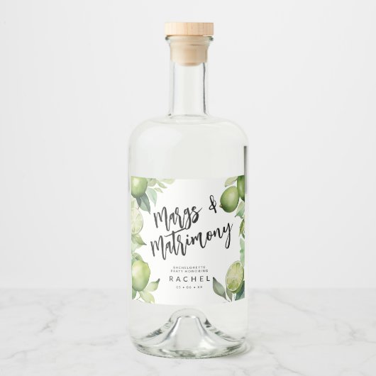 マルガリタス緑のライムと葉 リキュールボトルラベル (正面)