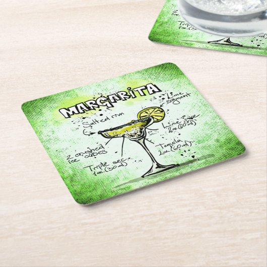 マルガリタドリンクレシピ スクエアペーパーコースター (アングル)