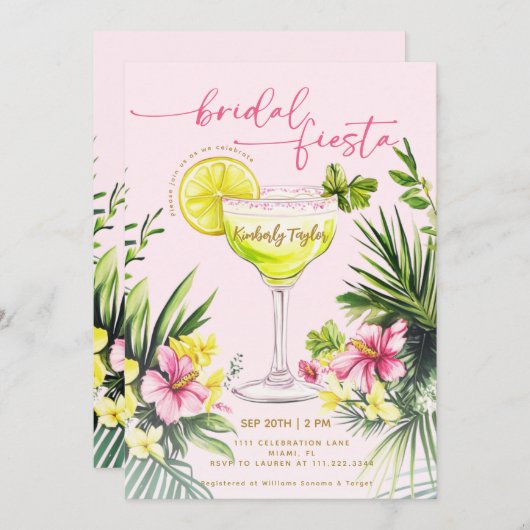 マルガリタピンクブライダルフェスタフローラブライダルシャワー 招待状 (正面/裏面)