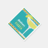 マルガリタフィエスタバースデーパーティーターコイズオレンジ スタンダードカクテルナプキン (角)