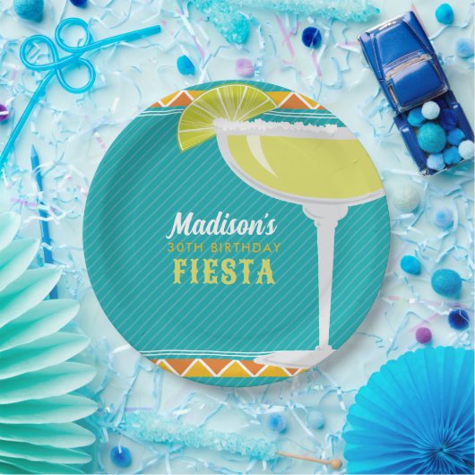 マルガリタフィエスタバースデーパーティーターコイズオレンジ ペーパープレート (パーティー)