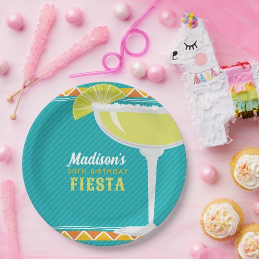 マルガリタフィエスタバースデーパーティーターコイズオレンジ ペーパープレート (パーティー)