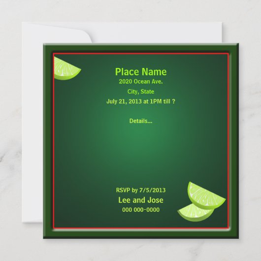 マルガリタフィエスタパーティの招待状 招待状 (裏面)