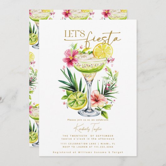 マルガリタフィエスタフローラレッツフィエスタブライダルシャワー 招待状 (正面/裏面)