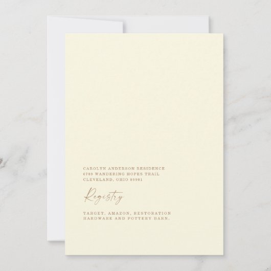 マルガリタホワイトアジランジーズイエローブライダルシャワー 招待状 (裏面)