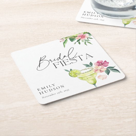 マルガリタメキシカンフィエスタブライダルシャワー スクエアペーパーコースター (アングル)