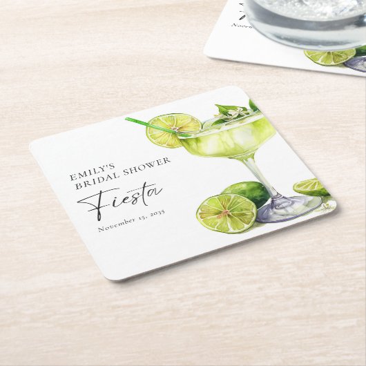 マルガリタメキシカンフィエスタブライダルシャワー スクエアペーパーコースター (アングル)
