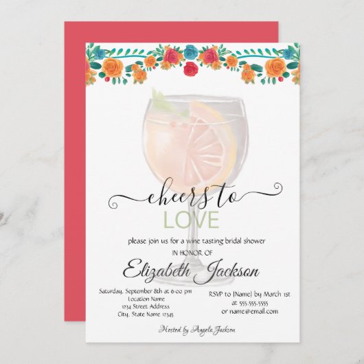 マルガリタメキシカンフラワーズフィエスタブライダルシャワー 招待状 (正面/裏面)