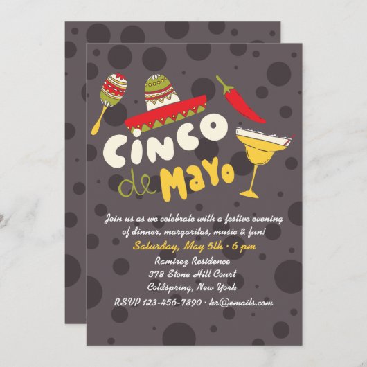 マルガリータおよびCincoより多くのdeメーヨーの招待状 招待状 (正面/裏面)