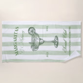 マルガリータと結婚ストライプのバチェロレッテ ビーチタオル (正面)