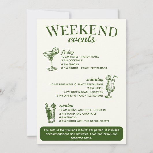 マルガリータと結婚ソーシャルカクテルの旅程 招待状 (裏面)