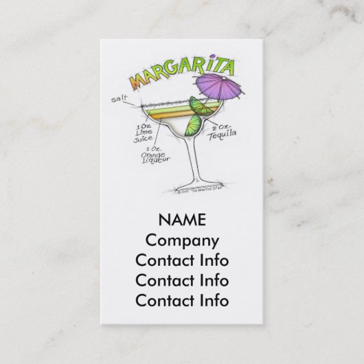 マルガリータのレシピのカクテルの芸術 名刺 (正面)