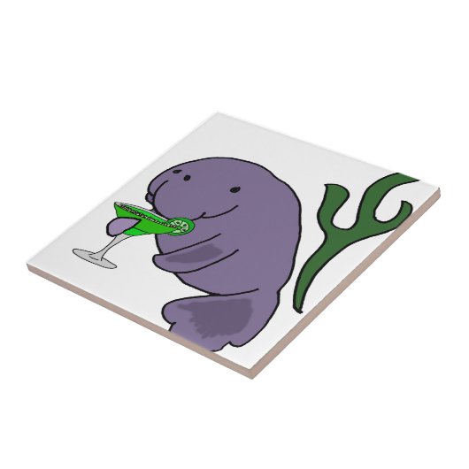 マルガリータの漫画を飲んでいるおもしろいなマナティー タイル (側面)