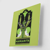 マルガリータアールデコカクテル スクエア壁時計 (傾斜)