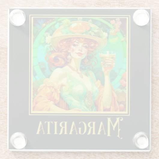 マルガリータアールヌーボー ガラスコースター (裏面)