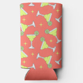 マルガリータカクテルグラスレトロパターン（の模様が）あるピンク スリム缶クーラー (裏面)