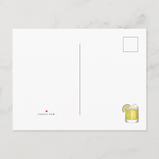 マルガリータカクテル21歳の誕生日バチェロレッテ インビテーションポストカード (裏面)