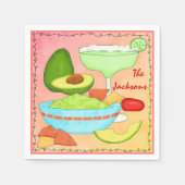 マルガリータカラフルグアカモールコーラル スタンダードカクテルナプキン (正面)