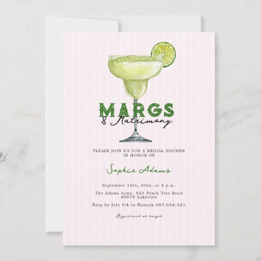 マルガリータコッチテールマルグスアンドマトリモンスブライダルシャワー 招待状 (正面)