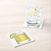 マルガリータサマーカクテルミックスドリンクライムグリーン スクエアペーパーコースター (インサイチュ)