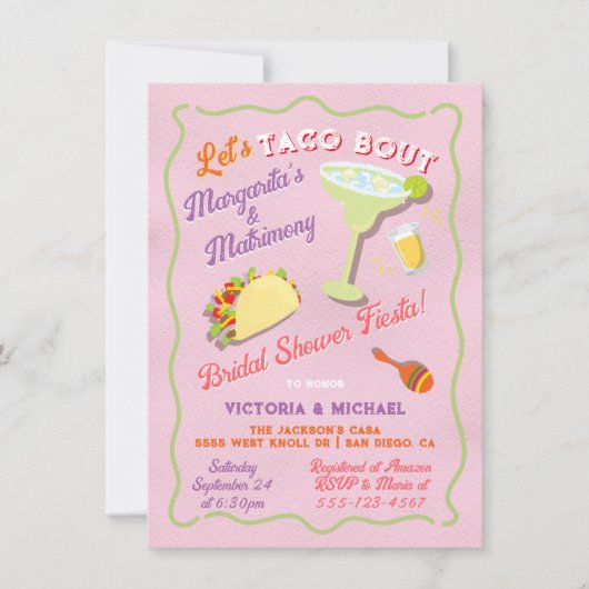 マルガリータズマトリモンスメキシカンフィエスタブライダルシャワー 招待状 (正面)
