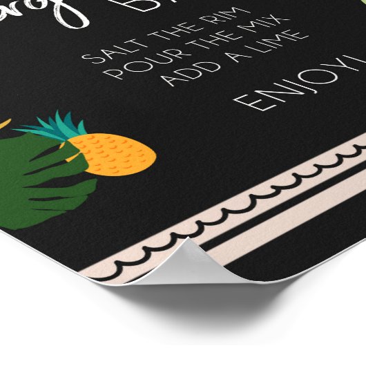 マルガリータバールアウ（ハワイ式宴会）熱帯誕生日シャワーサイン ポスター (角)