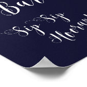 マルガリータバー結婚徴候のネイビーピンクフローラ ポスター (角)