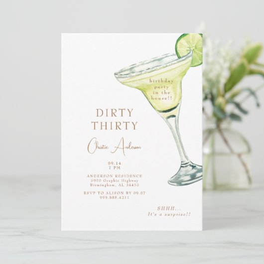 マルガリータパーティーインザハウスダーティ30誕生日 招待状 (スタンド正面)
