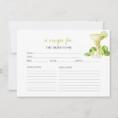 マルガリータパーティーフローラブライダルシャワーレシピカード 招待状 (正面)