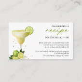 マルガリータパーティーブライダルシャワーレシピ要求 エンクロージャーカード (正面)