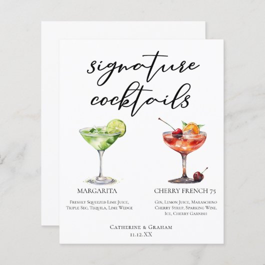 マルガリータフランスのさくらんぼ75結婚さんのカクテルメニュー (正面/裏面)