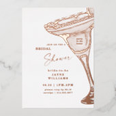 マルガリータブライダルシャワーバラ金ゴールド 箔招待状 (正面)