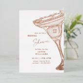 マルガリータブライダルシャワーバラ金ゴールド 箔招待状 (立ち正面)