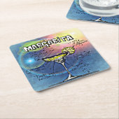 マルガリータレシピブルーバー スクエアペーパーコースター (アングル)