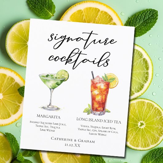 マルガリータロングアイランドティーのシグネチャーカクテルメニュー