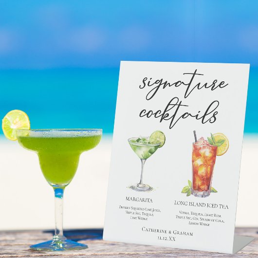 マルガリータロングアイランドティーのシグネチャーカクテルメニュー 台座サイン