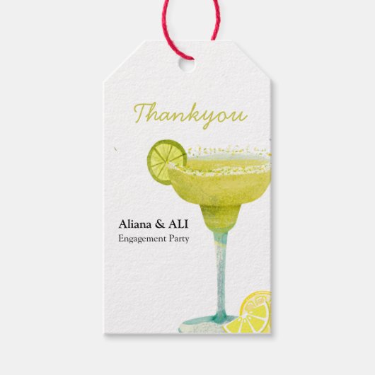 マルガリータ図解入りの、写真付きのライムメキシコブライダルフィエスタ ギフトタグ (正面)