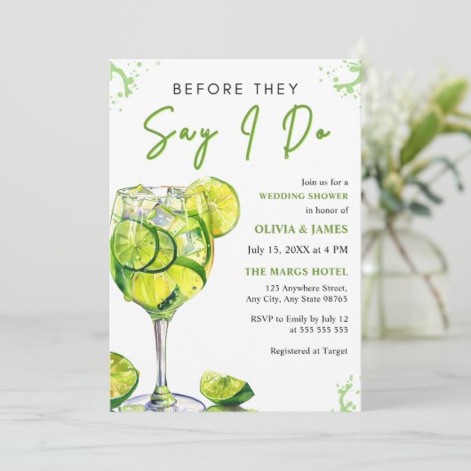マルガリータ結婚カクテルパーティーカップルのシャワー 招待状 (スタンド正面)