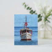 マルガリータ色彩の鮮やかアイランドボート縦型はがき ポストカード (スタンド正面)