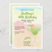 マルガリータ誕生日パーティーへの招待 招待状 (正面/裏面)