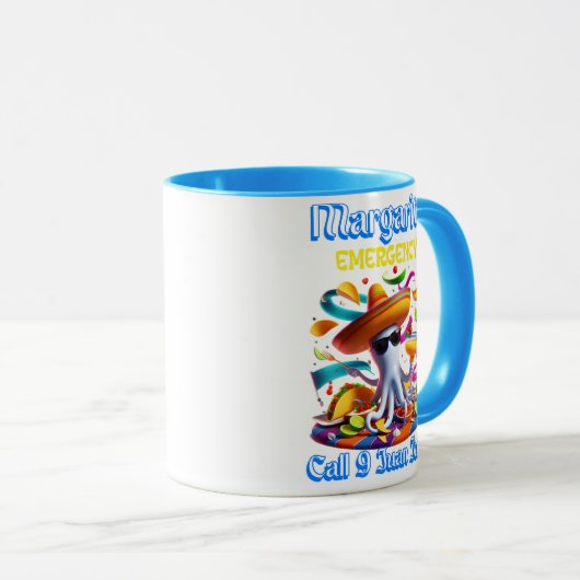 マルガリータ非常用ソンブレロをかぶったタコ マグカップ (正面右)