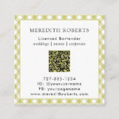 マルガリータ・カクテルを雇うためのバーテンダー スクエア名刺 (裏面)