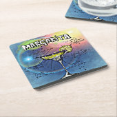 マルガリータ・カクテル(12ドリンクレシピセットの#9) スクエアペーパーコースター (アングル)