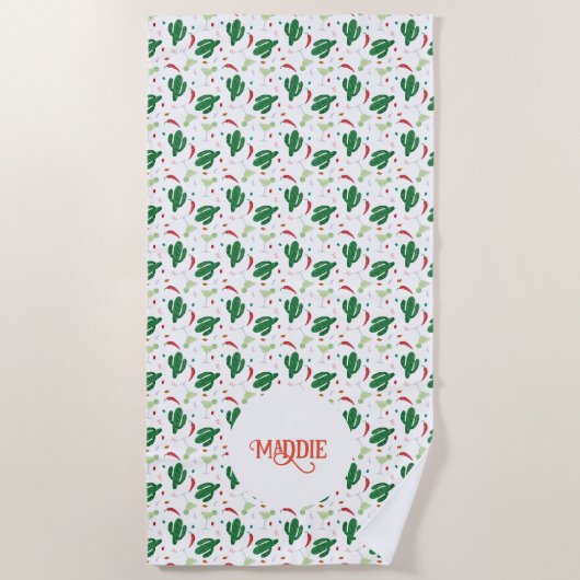 マルガリータ、チリペッパー、サボテン・フィエスタ ビーチタオル (正面)