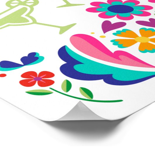 マルガリータ バー フィエスタ パーティー カラフル メキシカン ポスター (角)