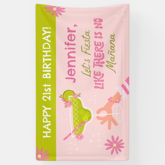 マルガリータ・フィエスタ 大人誕生日パーティーバナー 横断幕 (縦)