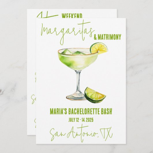 マルガリータ&マトリモニーバチェロレッテウィークエンドパーティー 招待状 (正面/裏面)