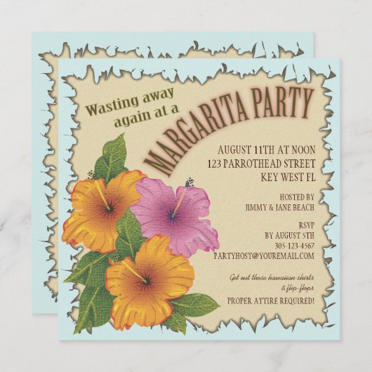 マルガリ遠くにタパーティの招待状で一日を無駄にする 招待状 (正面/裏面)