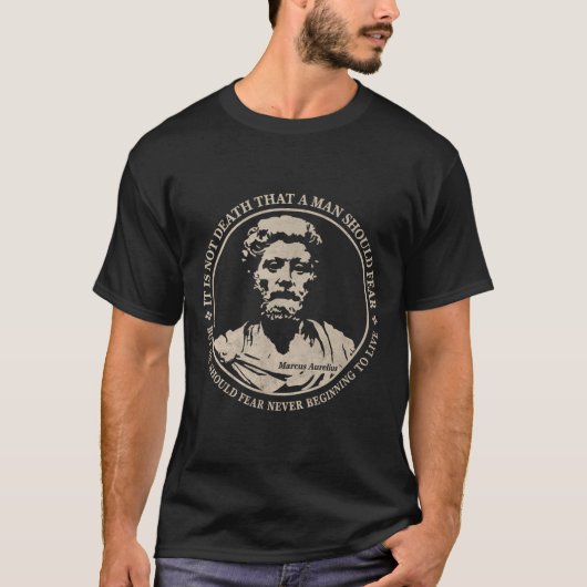 マルクスやる気を起こさせるアウレリウス引用文オンビアー Tシャツ (正面)