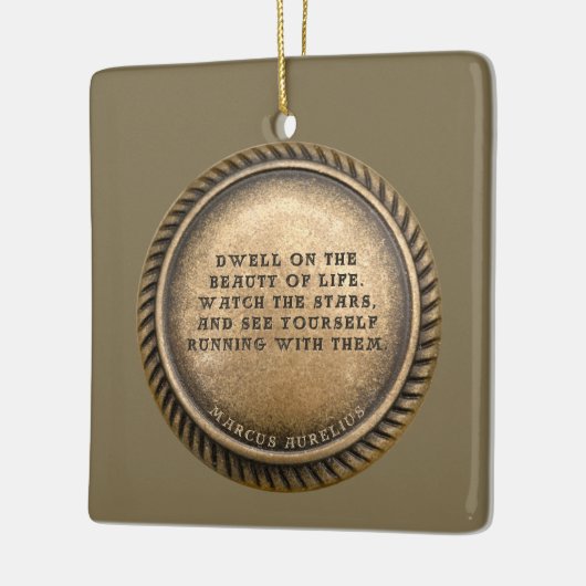 マルクス・アウレリウス引用文生命の美しいに住む セラミックオーナメント (左)